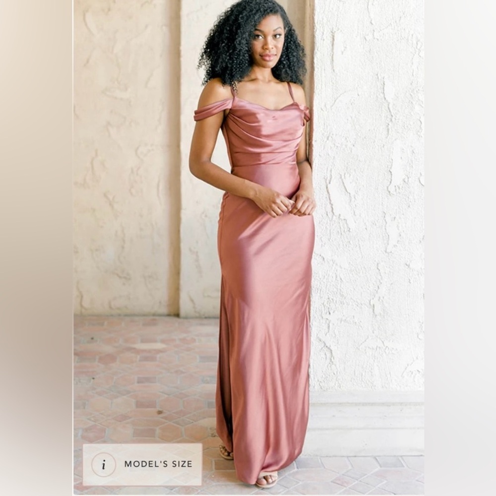 Revelry Satin Sienna Bridesmaid Dress in Rose Quartz size 6